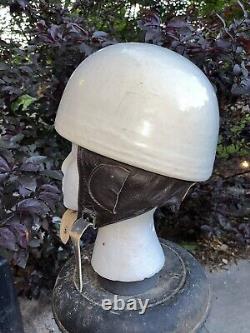 Vintage DRAX HELM Motorcycle Half Shell Helmet Leather Germany Police Military