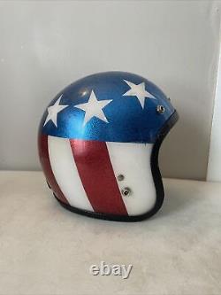 Vintage Evel Knievel Easy Rider Stars & Stripes Motorcycle Helmet LSI-4150 Flake