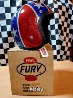 Vintage FURY Open Face Helmet Rebel Size M Interior repaired NOS withBox