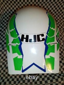Vintage HJC MOTO CROSS HELMET 7 1/8-7 1/4 green /blue bell aria shoei Buco