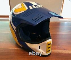 Vintage HJC Motocross Helmet FGX Blue white and yellow size XL