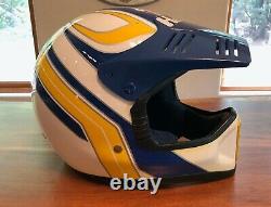 Vintage HJC Motocross Helmet FGX Blue white and yellow size XL