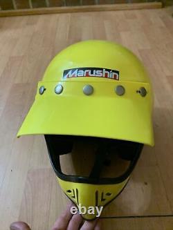Vintage Marushin Snell 1980's MG-MOTO Moto Cross Helmet 7-1/8 Yellow