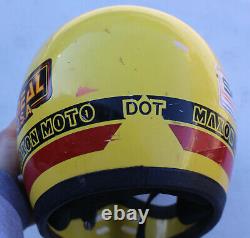 Vintage Maxon Moto Full Face Motorcycle Motocross Helmet Visor Yellow Universal