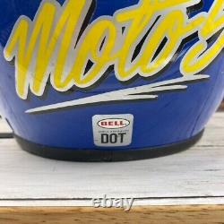 Vintage Motocross Bell Moto 5 White, Blue, Yellow Helmet Size