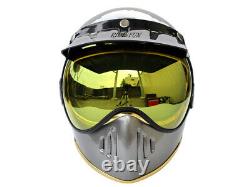 Vintage Motocross Helmet Motorcycle Helmet Retro Off-Road withBubble Visor Gray