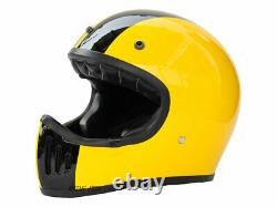 Vintage Motocross Motorcycle Helmet Off-Road withBubble Visor Yellow / Black Line
