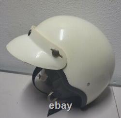 Vintage Motocross Motorcycle racing helmet 1970's 3/4 face bike white Visor DOT