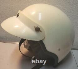 Vintage Motocross Motorcycle racing helmet 1970's 3/4 face bike white Visor DOT