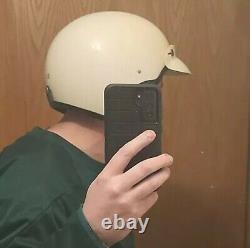 Vintage Motocross Motorcycle racing helmet 1970's 3/4 face bike white Visor DOT