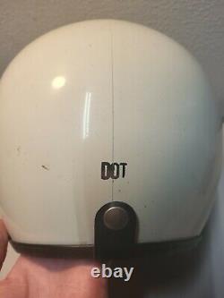 Vintage Motocross Motorcycle racing helmet 1970's 3/4 face bike white Visor DOT