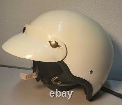 Vintage Motocross Motorcycle racing helmet 1970's 3/4 face bike white Visor DOT