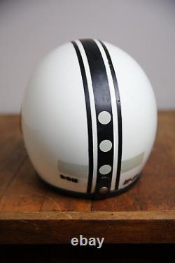 Vintage Motorcycle Helmet Racing Stripe Bubble Shield white black Bell Buco etc