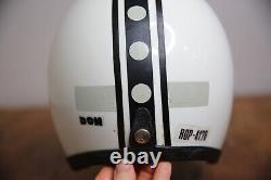 Vintage Motorcycle Helmet Racing Stripe Bubble Shield white black Bell Buco etc