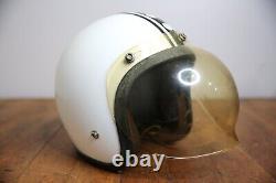 Vintage Motorcycle Helmet Racing Stripe Bubble Shield white black Bell Buco etc