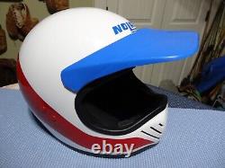 Vintage NOLAN Red White Blue Motocross Helmet LARGE (MOTO 3 RT BELL) ITALY