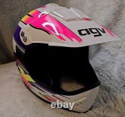 Vintage Neon 1984 agv RX Motocross ATV Off Road Helmet Snell 54 cm Made In Italy