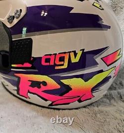 Vintage Neon 1984 agv RX Motocross ATV Off Road Helmet Snell 54 cm Made In Italy