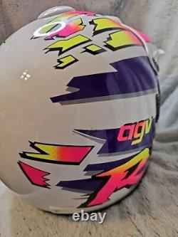 Vintage Neon 1984 agv RX Motocross ATV Off Road Helmet Snell 54 cm Made In Italy