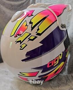 Vintage Neon 1984 agv RX Motocross ATV Off Road Helmet Snell 54 cm Made In Italy