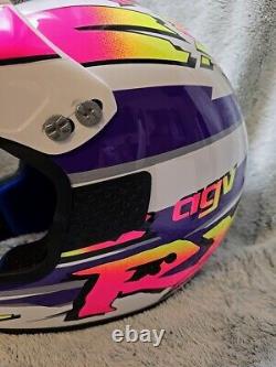 Vintage Neon 1984 agv RX Motocross ATV Off Road Helmet Snell 54 cm Made In Italy