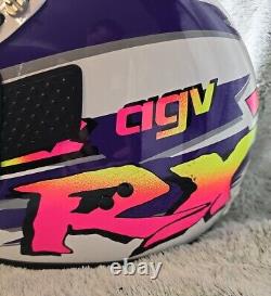 Vintage Neon 1984 agv RX Motocross ATV Off Road Helmet Snell 54 cm Made In Italy