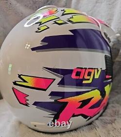 Vintage Neon 1984 agv RX Motocross ATV Off Road Helmet Snell 54 cm Made In Italy