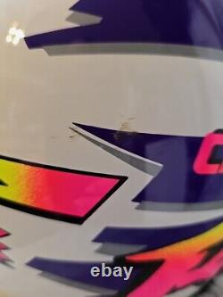 Vintage Neon 1984 agv RX Motocross ATV Off Road Helmet Snell 54 cm Made In Italy