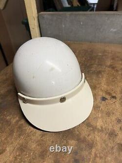 Vintage Old Rare Original Bell White Motorcycle Racing Half Helmet W Visor USA