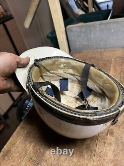 Vintage Old Rare Original Bell White Motorcycle Racing Half Helmet W Visor USA