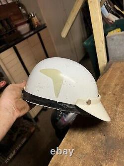 Vintage Old Rare Original Bell White Motorcycle Racing Half Helmet W Visor USA