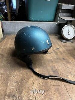 Vintage Old Rare Original Buco Motorcycle Racing Half Helmet Leather Flaps USA