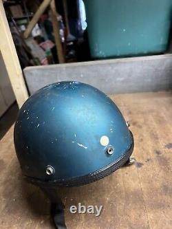 Vintage Old Rare Original Buco Motorcycle Racing Half Helmet Leather Flaps USA