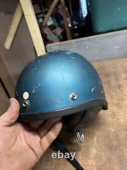 Vintage Old Rare Original Buco Motorcycle Racing Half Helmet Leather Flaps USA