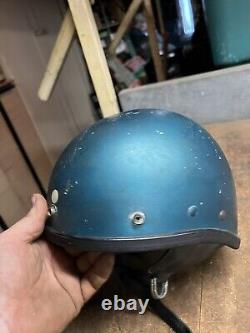 Vintage Old Rare Original Buco Motorcycle Racing Half Helmet Leather Flaps USA