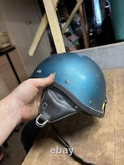 Vintage Old Rare Original Buco Motorcycle Racing Half Helmet Leather Flaps USA