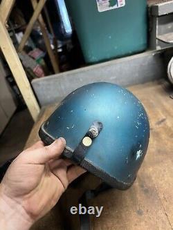 Vintage Old Rare Original Buco Motorcycle Racing Half Helmet Leather Flaps USA