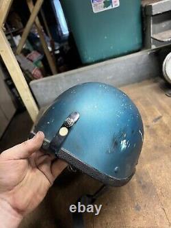 Vintage Old Rare Original Buco Motorcycle Racing Half Helmet Leather Flaps USA