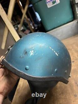 Vintage Old Rare Original Buco Motorcycle Racing Half Helmet Leather Flaps USA