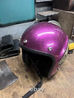 Vintage Old Spoiler S-80 Flake Sparkle Purple Motorcycle Racing Helmet M USA