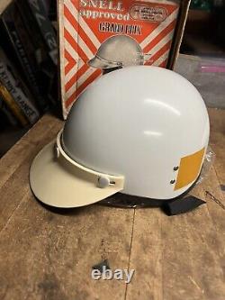 Vintage Old White DAIEI Snell Motorcycle Ideal Racing Safety Half Helmet W Visor