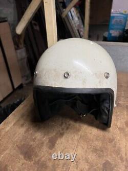 Vintage Old White Motorcycle Racing Full Helmet DOT I-01 GR. 850 Medium M USA