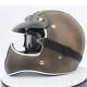 Vintage PU Leather Motorcycle Helmet Full Face withGoggles Cruiser Motocross L