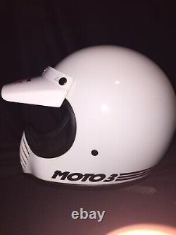 Vintage RARE Bell Moto 3 Motocross Motorcycle Helmet USA White Sz 71/2