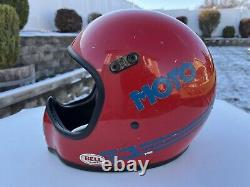 Vintage Red Bell Moto 3 Pro Motorcycle Motocross Helmet Size 7 3/8