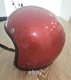 Vintage Red Metal Flake Motorcycle Helmet