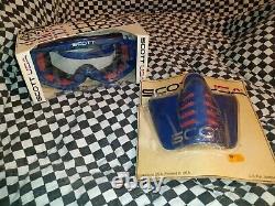Vintage SCOTT 85 blue/ red goggle mask guard, mx, ama, motocross, helmet, visor