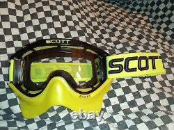 Vintage SCOTT 89 Black/ Hi Vis Yellow goggles/mask guard, motocross, helmet