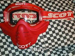 Vintage SCOTT 89 Red goggles/Red mask guard, mx, ama, motocross, helmet, visor