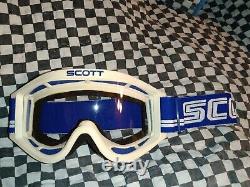 Vintage SCOTT 89 White / blue goggles/mask guard, motocross, helmet, visor